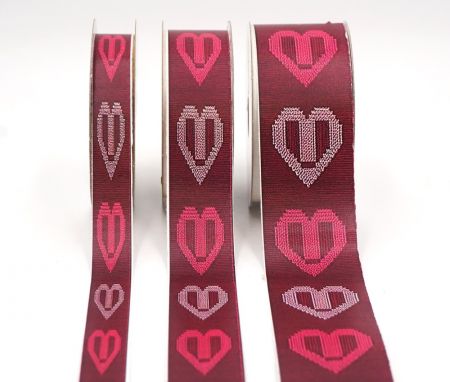 Heißes Pink & Weißes Valentinsherz Jacquardband_AI-KN